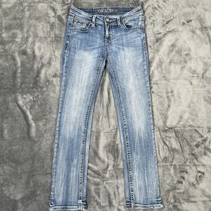 Grace in LA Jeans Womens Size 16 Blue Denim Embellished Pockets Straight Leg